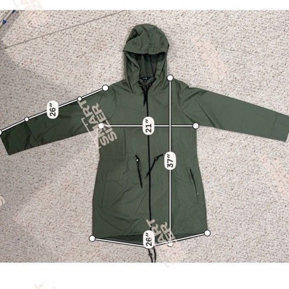 Long Tall Sally Green Hooded Rain Jacket Cinch Waist NWT US 8Tall - Picture 7 of 7